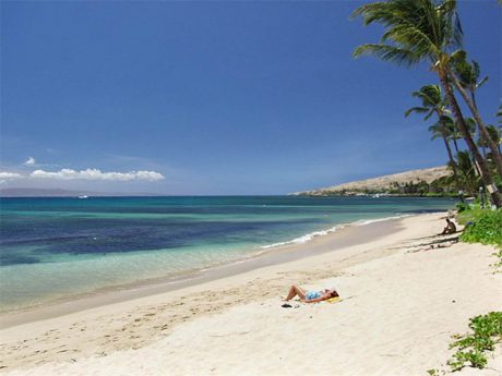 A three minute walk from our lanai to this incredible white sandy beach