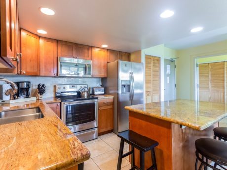 Kitchen Appeal - The enormous fully-equipped kitchen at Maui Banyan T-305 has everything you will need to host parties or prepare your favorite meals.