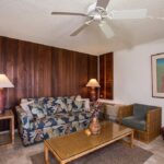Spacious Living Room - Large comfortable couches, a flat screen TV, and ceiling fan so you can enjoy your evenings with family and lots of breathing space.